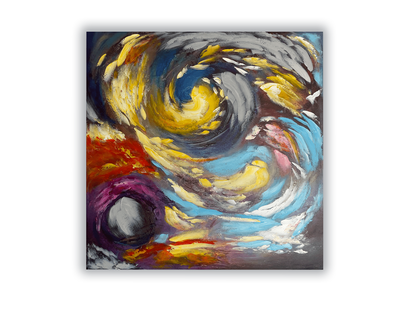 Abstract Wrapped Canvas Painting in Colour