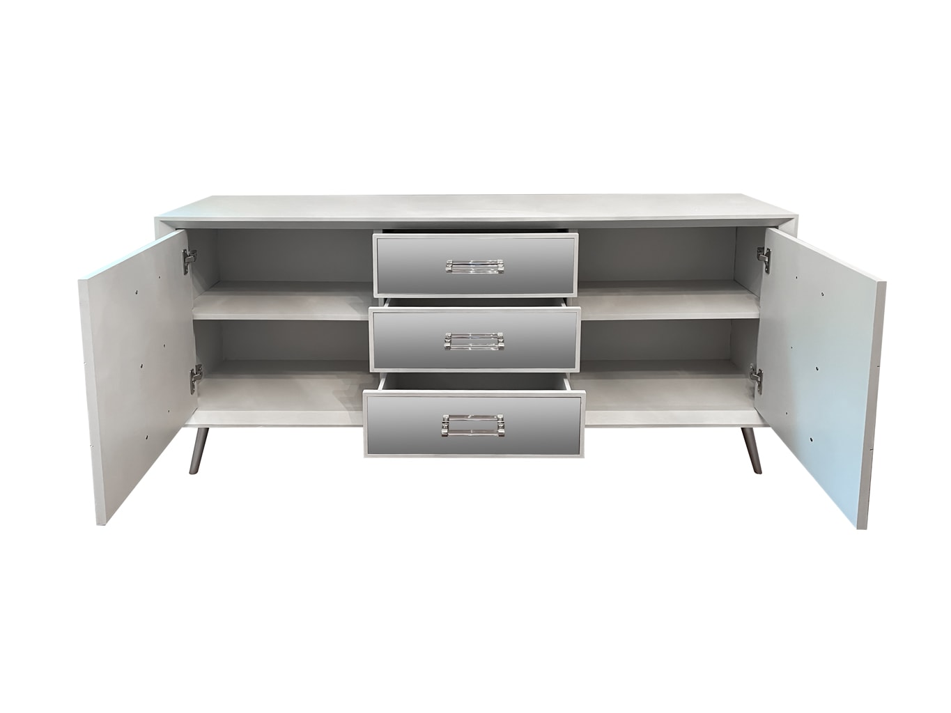 Carnaby Mid Century Sideboard in White and Silver