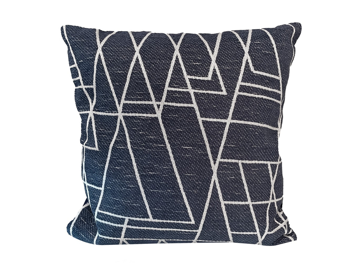 Navy Chenille Cushion with White Pattern