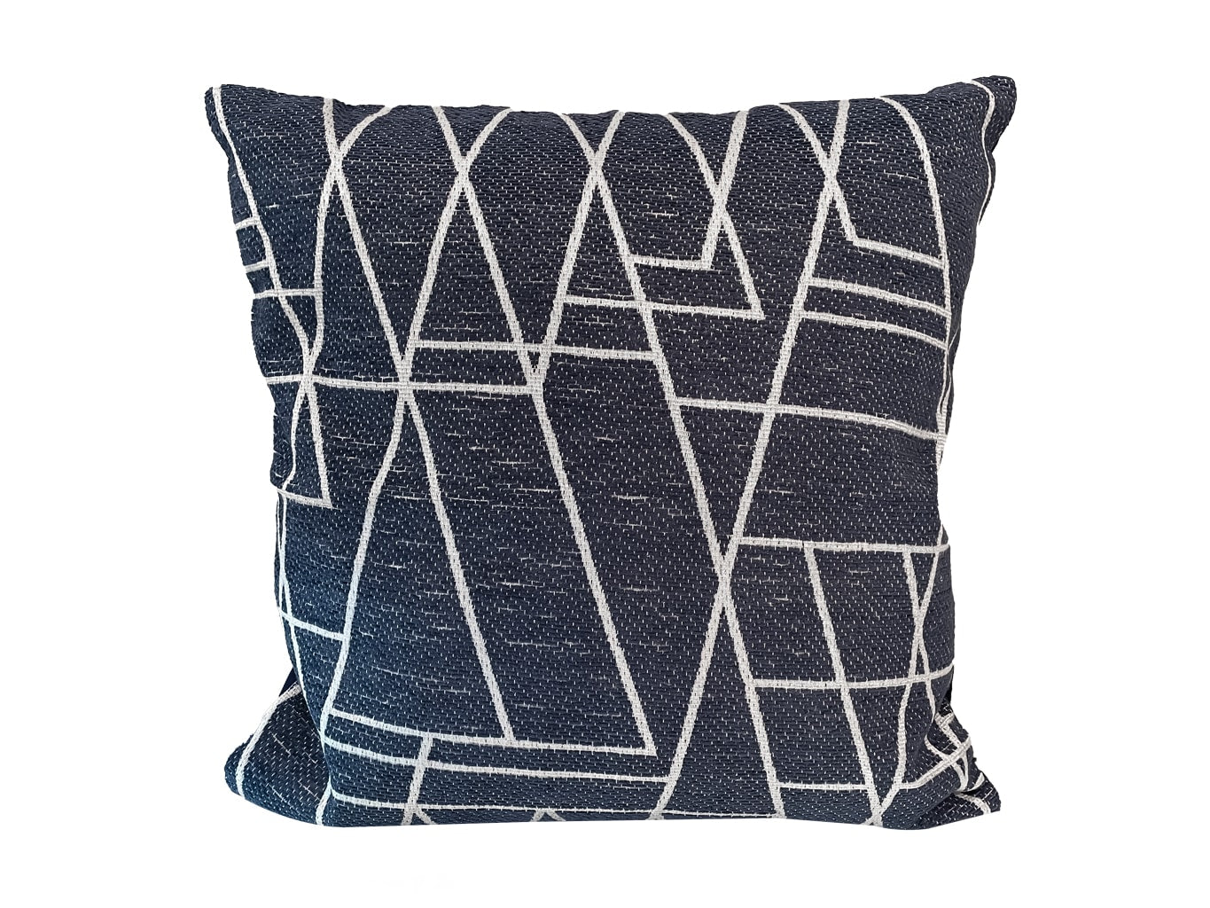 Navy Chenille Cushion with White Pattern
