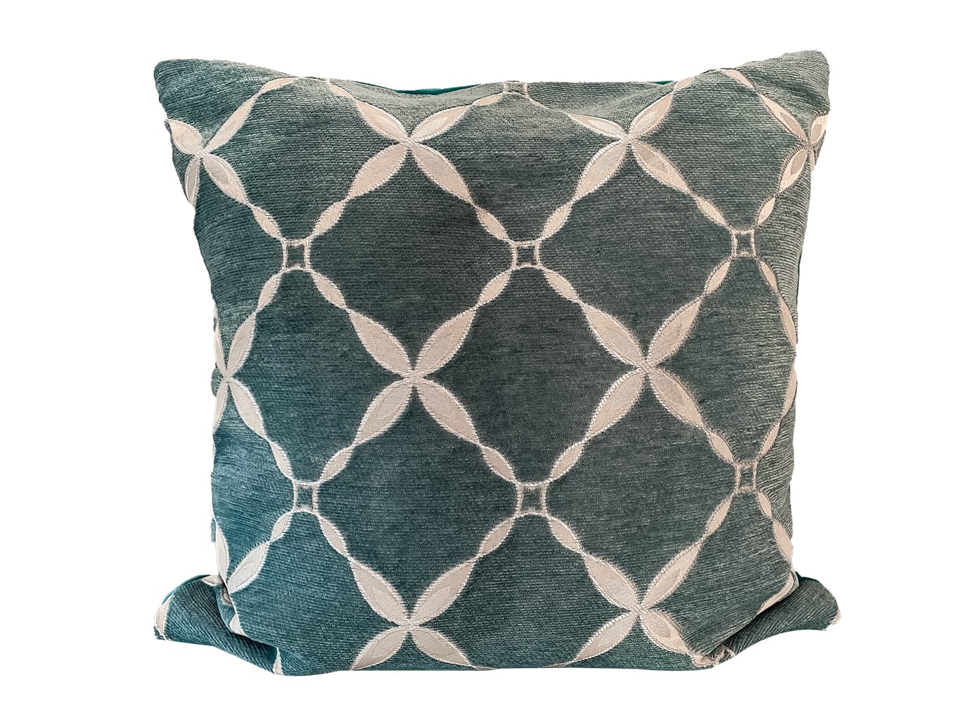 Turquoise and Cream Chenille Cushion