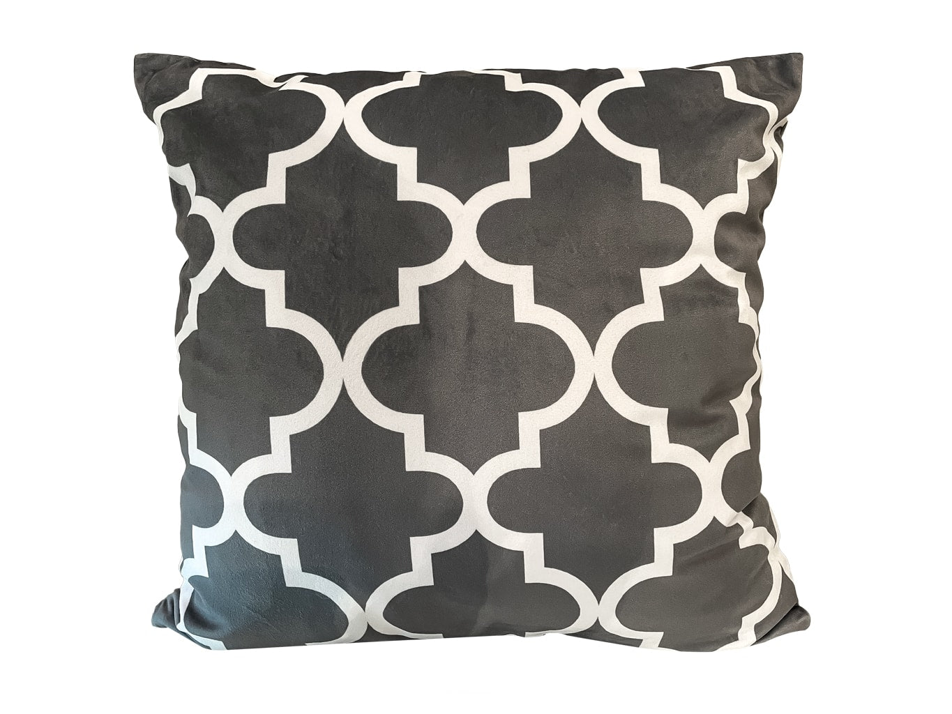 Grey Velvet Cushion with Pattern