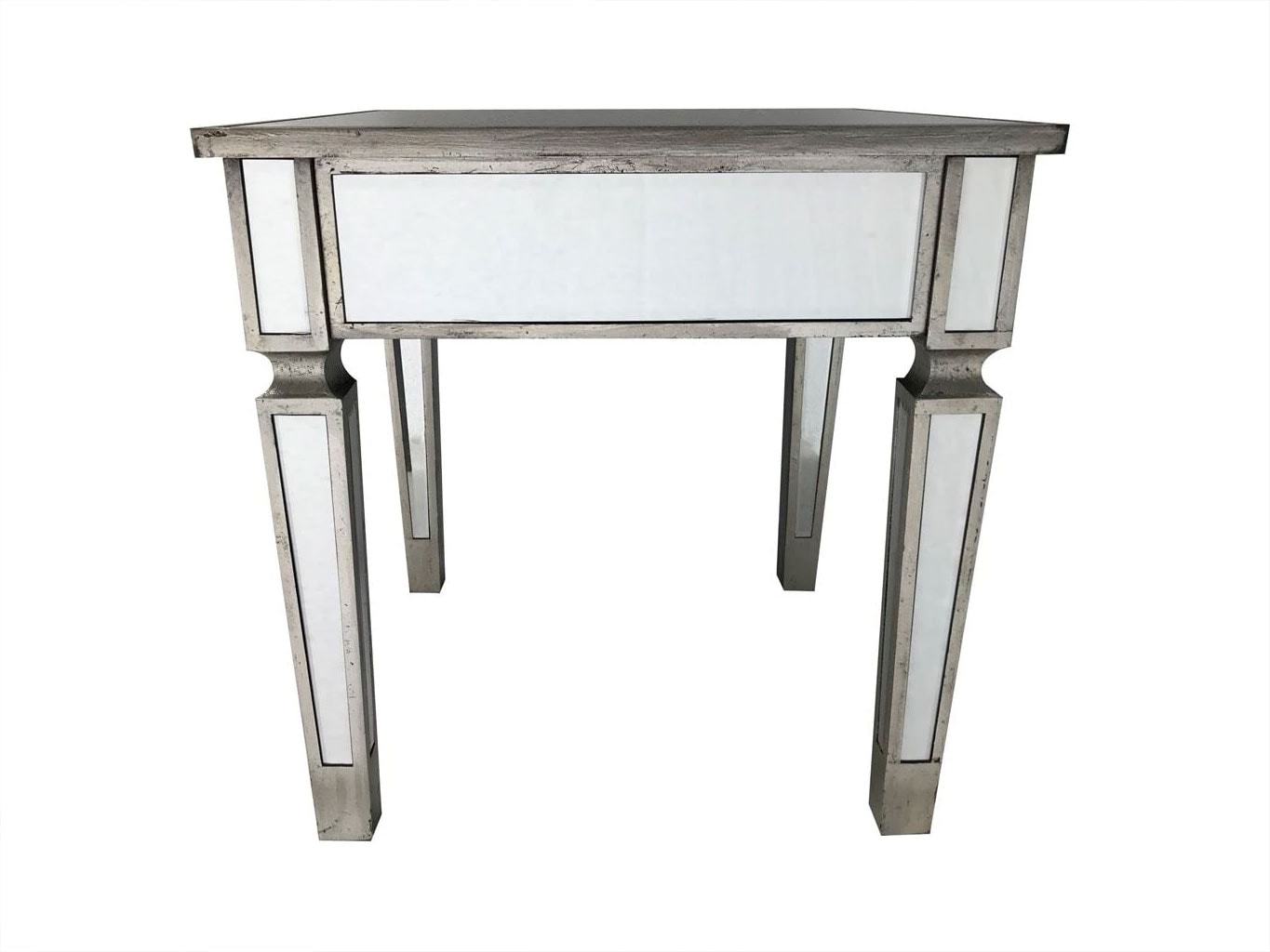 Charleston Mirrored Side Table in silver finish