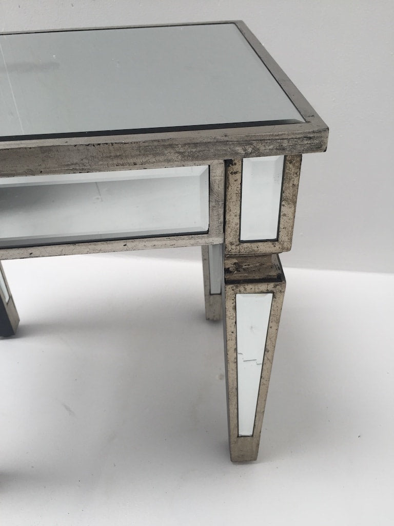 Silver vintage mirrored side table