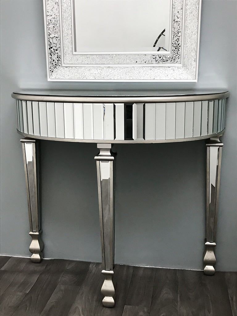 Mirrored Console Table with mirror hanging above