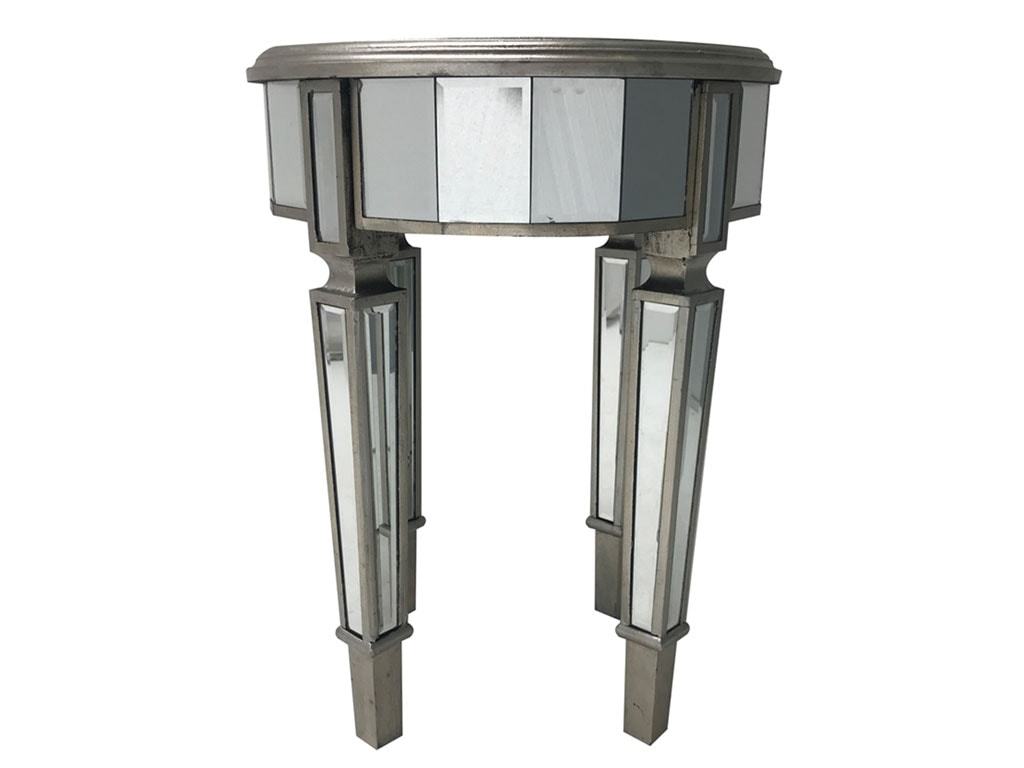 Round Mirrored Side Table