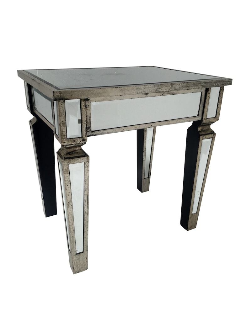 Charleston Mirrored Side Table in silver finish