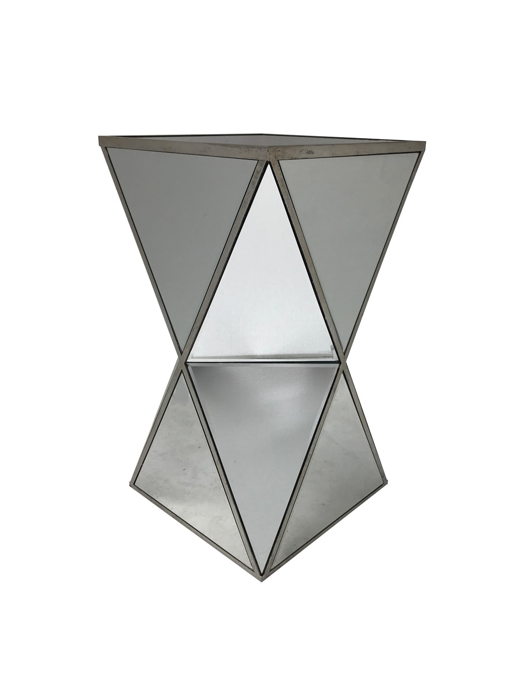 Mirrored Side Table Hourglass Shape