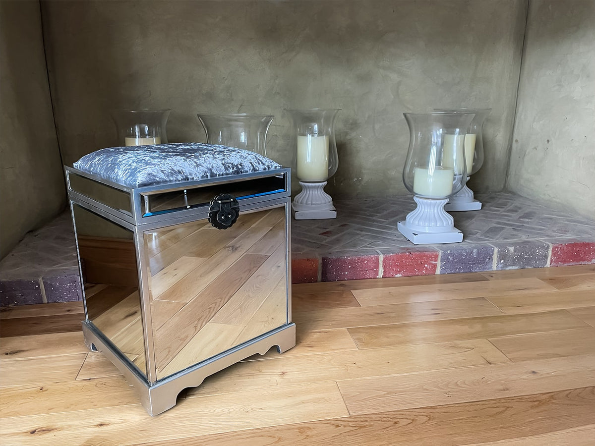 Mirrored Stool for dressing table with storage