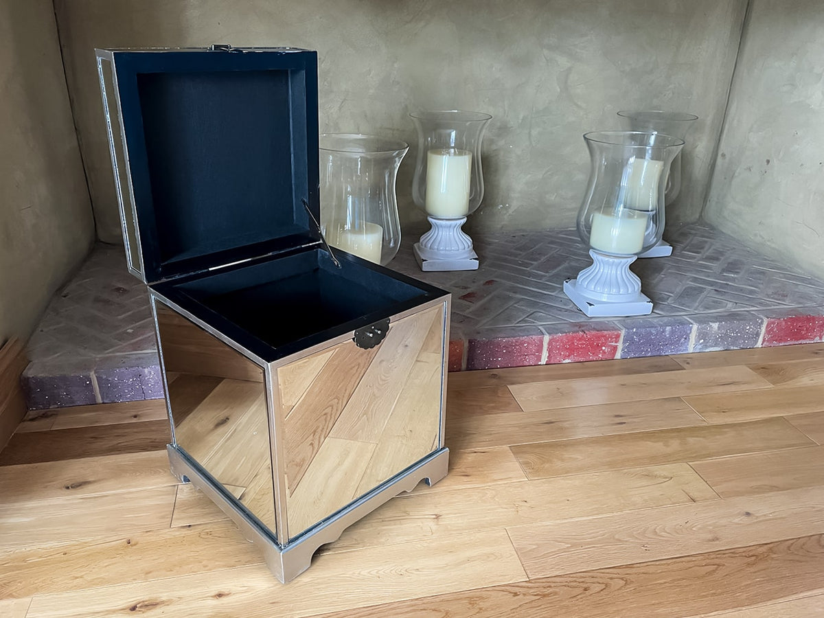 Mirrored Stool for dressing table with storage