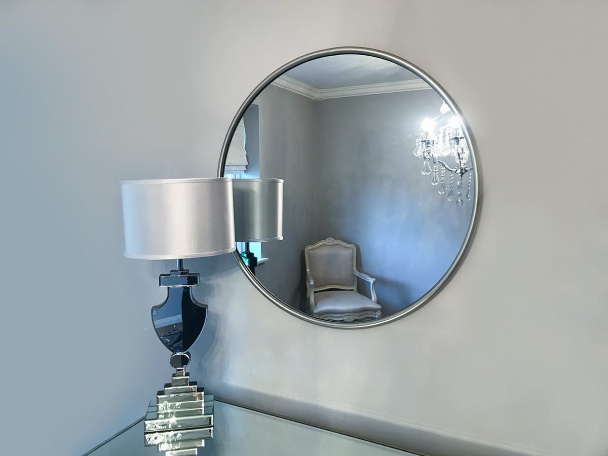 Round silver mirror wall hanging